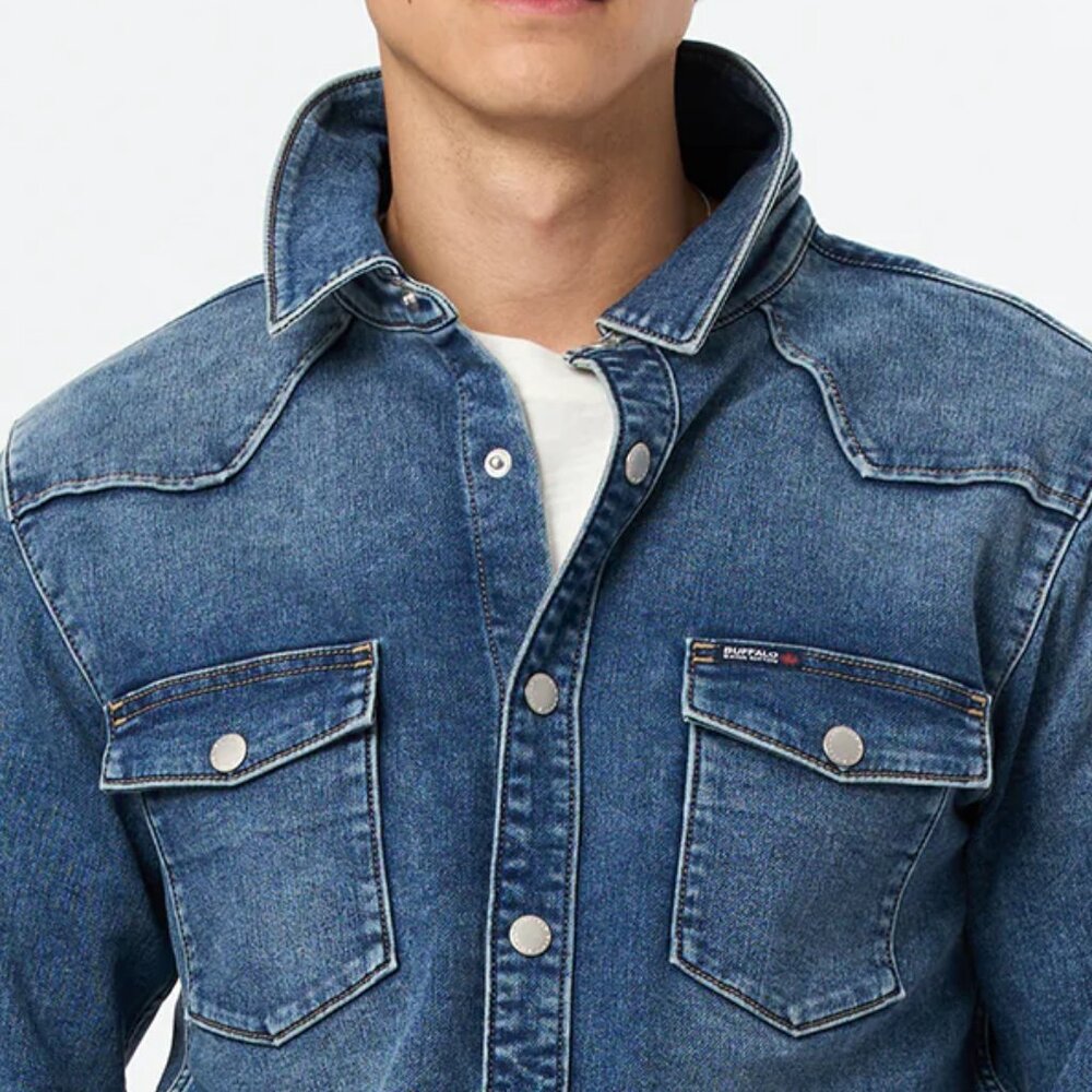 Buffalo David Bitton Shane Denim Shirt L - Picture 2 of 14